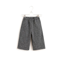 French Houndstooth Wide-leg Pants