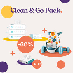 Clean & Go Pack (Alcohol Wipes + Free MiniBox + Baby Walker)