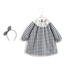 French Lace Collar Gingham Dress