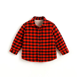 Cozy Fleece-lined Long-Sleeved Plaid Button-up Shirt